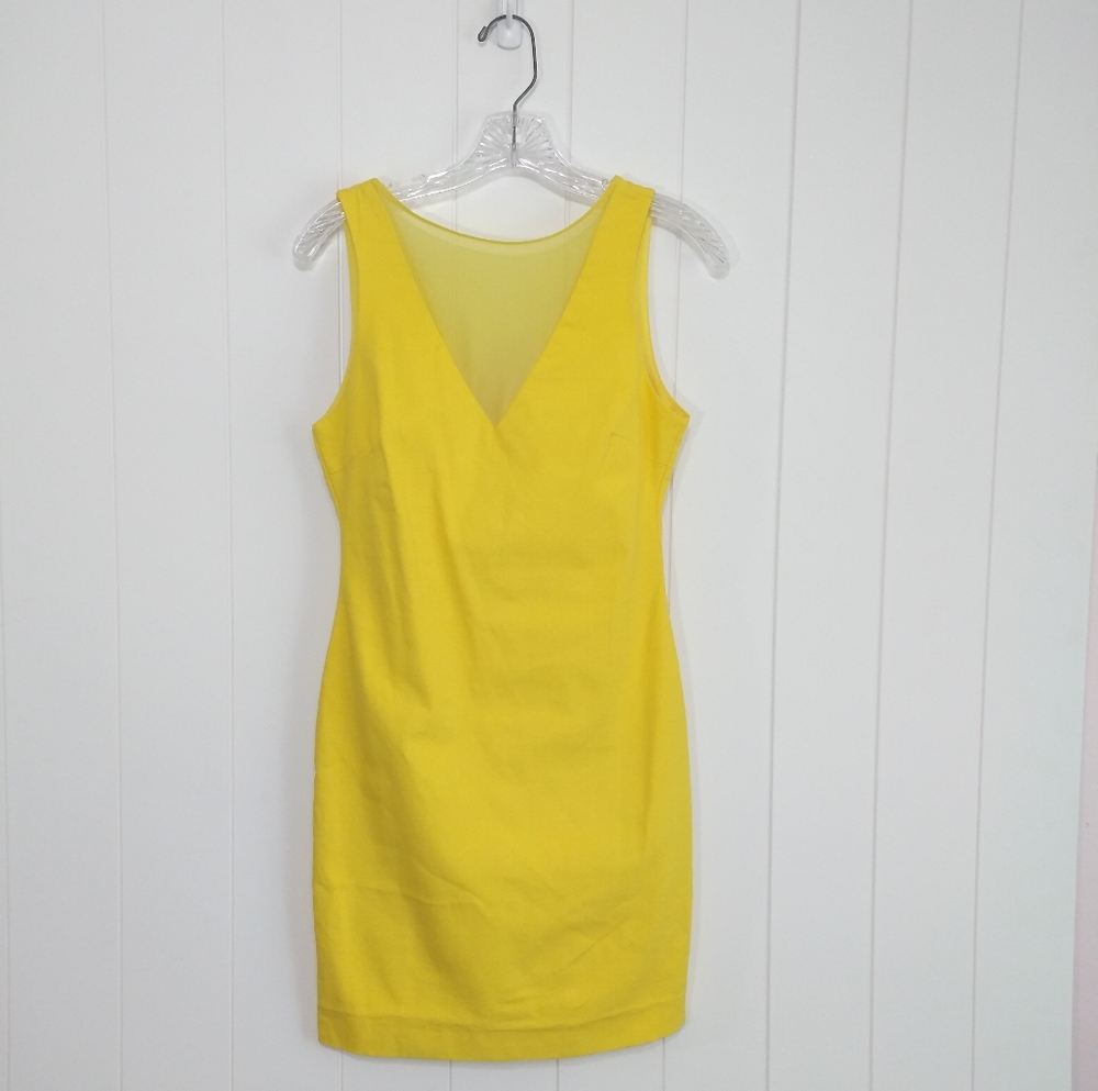 Zara Trafaluc Yellow Sleeveless Bodycon Mini Dress